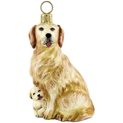 Golden retriever med valp julprydnad