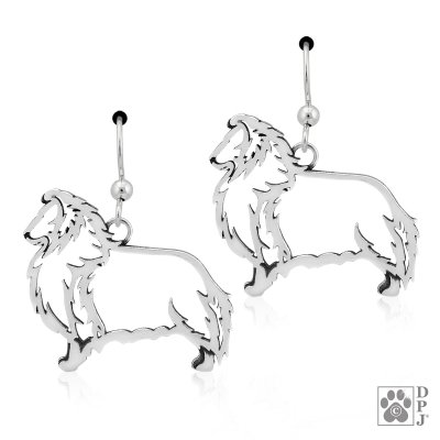 Shetland sheepdog örhängen av silver helfigur