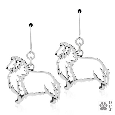 Shetland sheepdog örhängen av silver helfigur