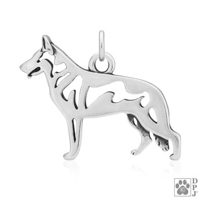 Tysk schäferhund hängsmycke av silver helfigur 2