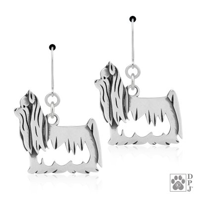 Yorkshireterrier örhängen av silver helfigur