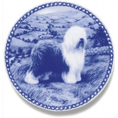Old english sheepdog prydnadstallrik Lekven 7192