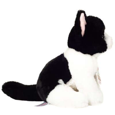 Katt mjukisdjur svart/vit 20 cm sittande Teddy Hermann