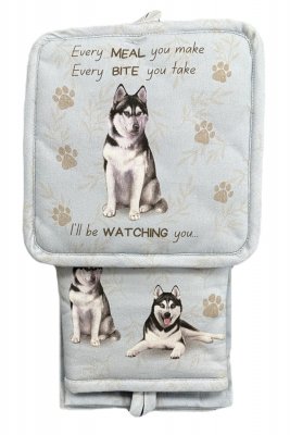 Siberian husky köksset grytlapp/vante/handduk