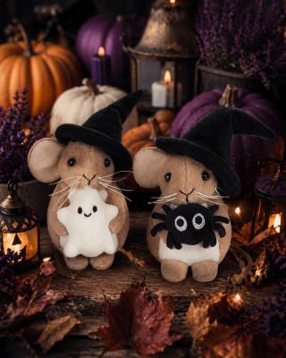 Mus mjukisdjur Halloween med spöke 11 cm Teddy Hermann