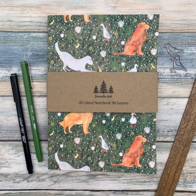Golden retriever anteckningsbok A5 Samantha Hall