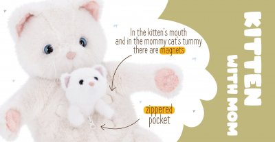 Katt med kattunge mjukisdjur Milo&Millie 40 cm