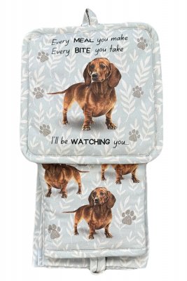 Tax (korthårig) köksset grytlapp/vante/handduk 1