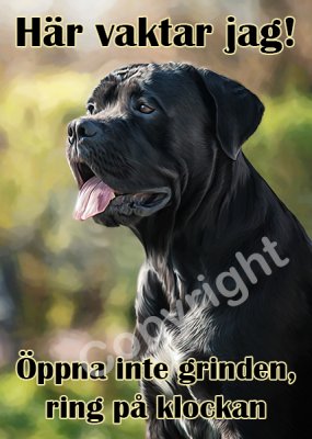 Cane corso skylt