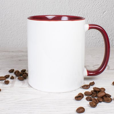 Mugg med färg på insida och handtag olika färger