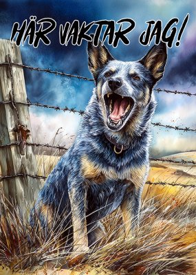Australian cattledog varningsskylt 1