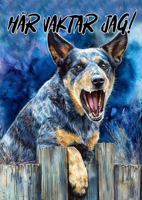 Australian cattledog varningsskylt 2