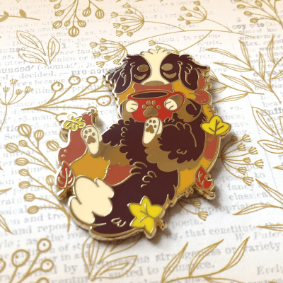Berner sennenhund emaljpin Cozy Autumn Day