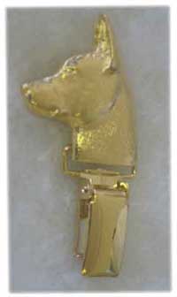 Basenji nummerlappshållare (huvud) guldöverdrag