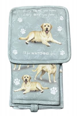 Labrador retriever (gul) köksset grytlapp/vante/handduk