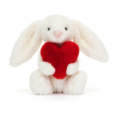 Kanin med hjärta mjukisdjur Red love heart Bashful Bunny little JellyCat