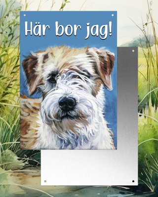 Kromfohrländer varningsskylt - Här bor jag