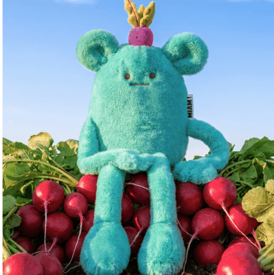 Billie Rädisa mjukisdjur 60 cm MIAM ! bleu océan radis DouDou
