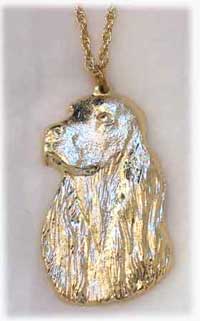 Cocker spaniel- hänge guldöverdrag (huvud)