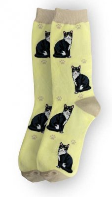 Katt strumpor svart/vit 1-pack ES 2