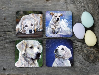 Golden retriever glasunderlägg 4-pack 1