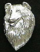 Collie- brosch silver eller guldfinish (huvud)