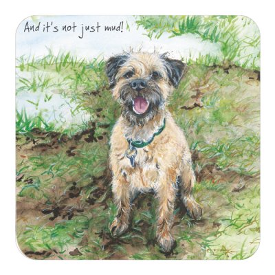 Glasunderlägg Borderterrier 2-pack And it's not just mud