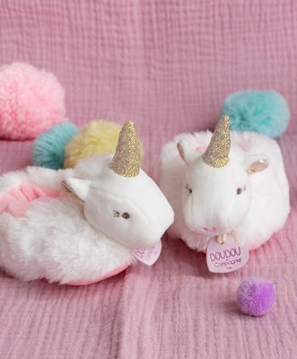 Enhörningstofflor för baby i presentbox DouDou