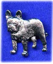 Fransk bulldogg brosch silverfinish