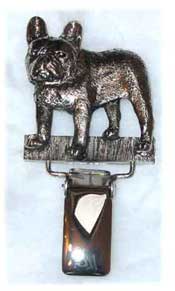 Fransk bulldogg nummerlappshållare silveröverdrag