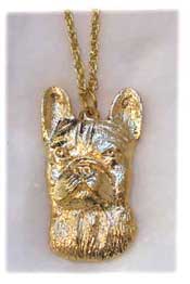 Fransk bulldogg hänge guldöverdrag (huvud)