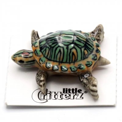 Sköldpadda miniatyr porslinsfigur Bask Red-Eared Slider
