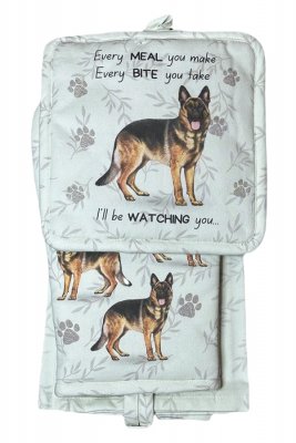 Tysk schäferhund köksset grytlapp/vante/handduk