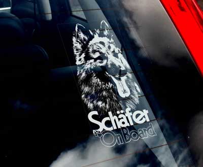 Tysk schäferhund (långhårig) bildekal - on board