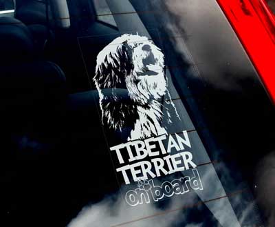 Tibetansk terrier bildekal - on board