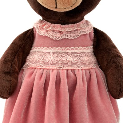 Nallebjörn Milk sitting in a pink velvet dress docka Orange Toys