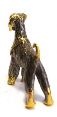 Airedaleterrier minimodell av brons, metall