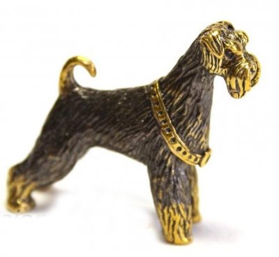 Airedaleterrier minimodell av brons, metall