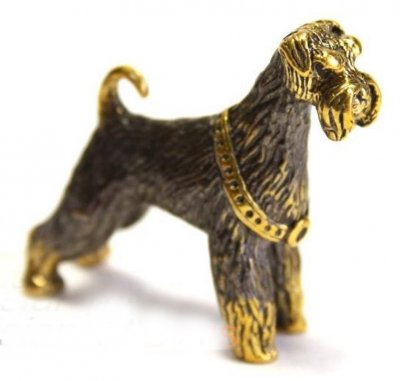 Airedaleterrier minimodell av brons, metall