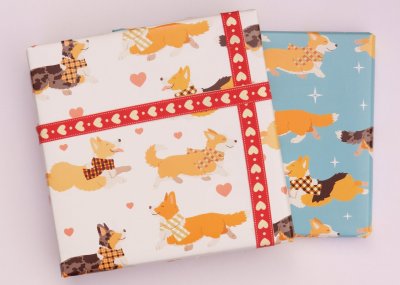 Corgies presentpapper 70x30 cm