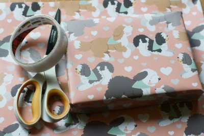 Old english sheepdog presentpapper 70x30 cm
