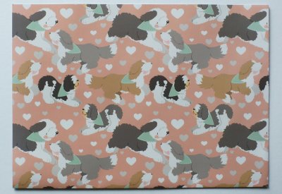 Old english sheepdog presentpapper 70x30 cm