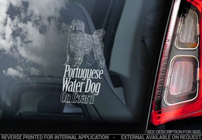 Portugisisk vattenhund bildekal V2 - on board