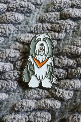 Bearded collie emaljpin Jess
