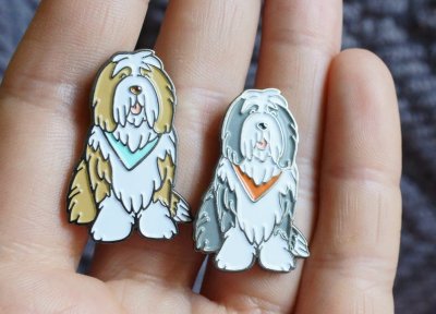 Bearded collie emaljpin Jess