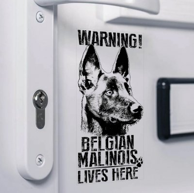 Belgisk vallhund malinois dekal Belgian Malinois lives here V29BLK
