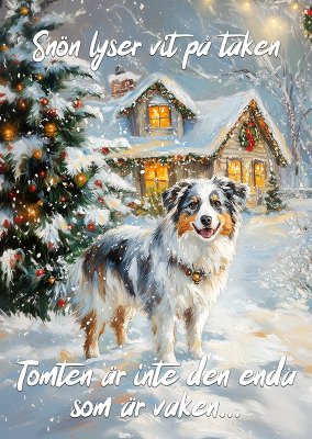 Australian shepherd varningsskylt jul 2 JB