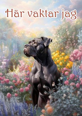 Cane corso varningsskylt blommor 2 JB