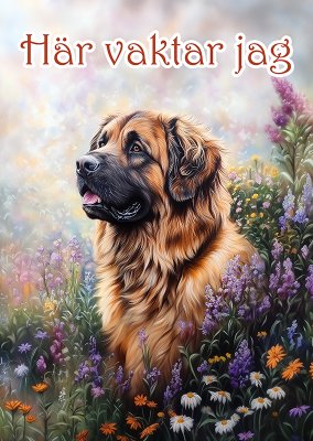 Leonberger varningsskylt blommor 2 JB