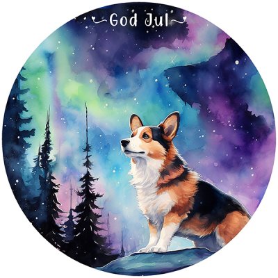Welsh corgi pembroke juletiketter runda olika storlekar/antal 2